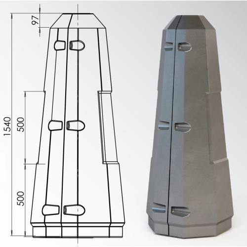 Цоколь восьмигранный стеклопластиковый А1 380х1540 мм в Красноярске

